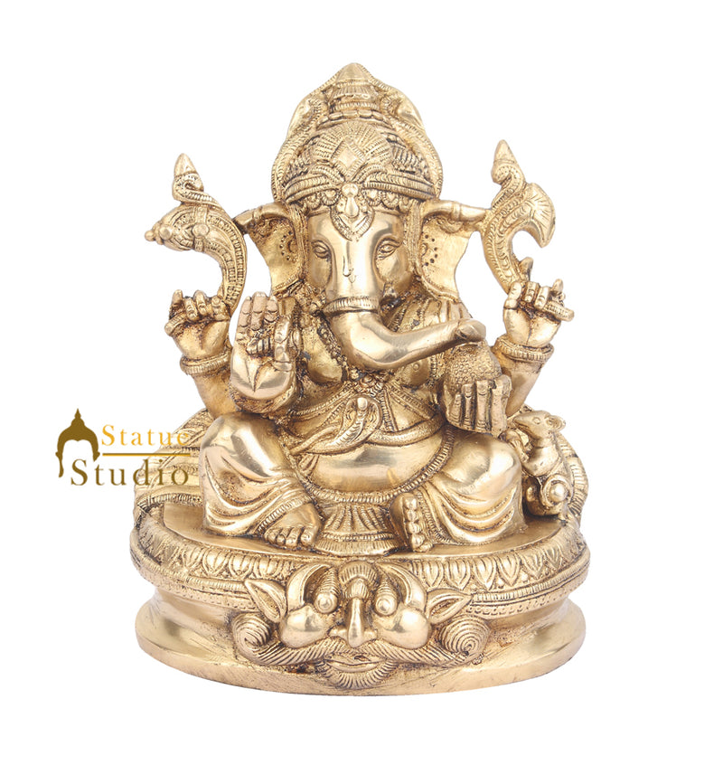 Indian Hindu God Ganpati Murti Lord Ganesha Statue For Sale Lucky Success 8"