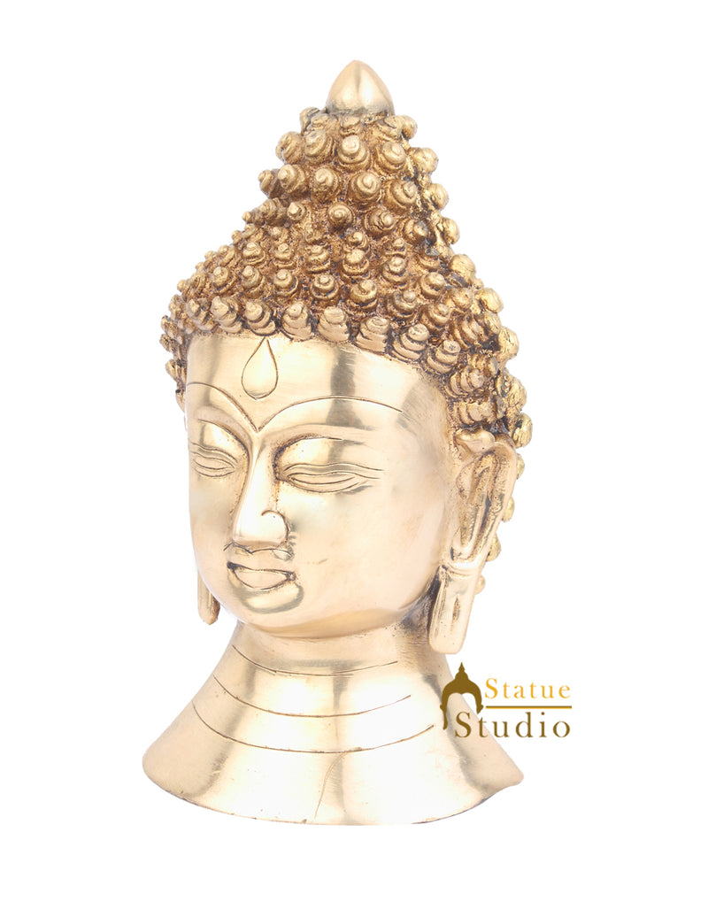 Indian Brass Lord Buddha Head Home Table Room Décor Gifting Souvenier Item 8"