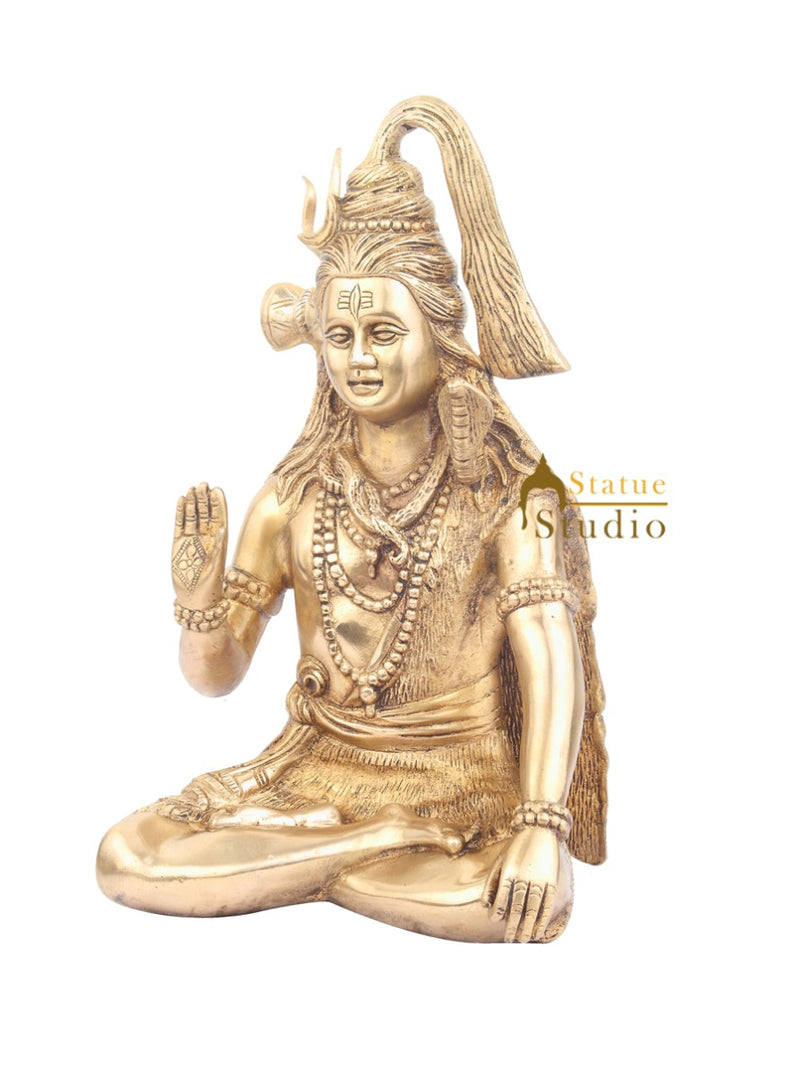 Indian Metal Handicraft Hindu God Shankar Bhagwan Mahayogi Shiv Murti 12"