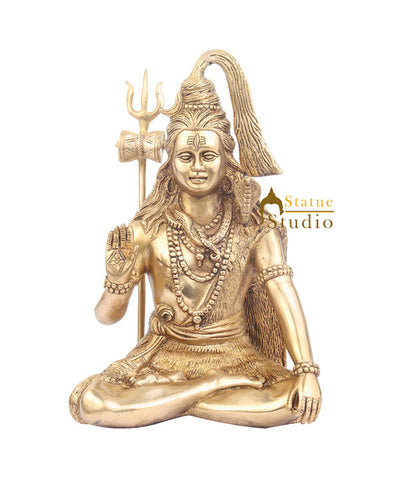 Indian Metal Handicraft Hindu God Shankar Bhagwan Mahayogi Shiv Murti 12"