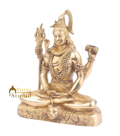Indian Metal Handicraft Hindu God Shankar Bhagwan Mahayogi Shiv Murti 9"