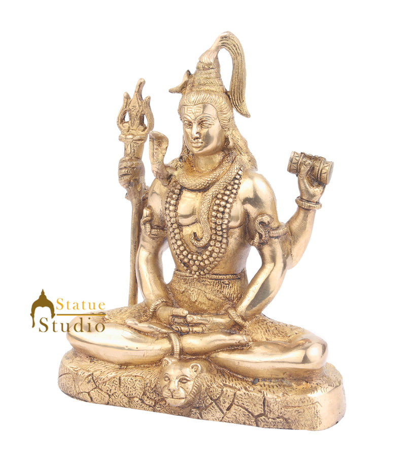 Indian Metal Handicraft Hindu God Shankar Bhagwan Mahayogi Shiv Murti 9"