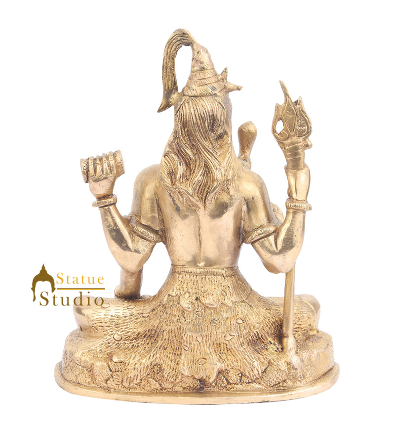 Indian Metal Handicraft Hindu God Shankar Bhagwan Blessing Shiva Idol 9"