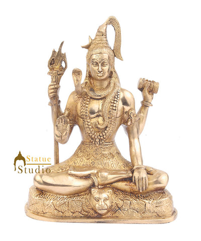 Indian Metal Handicraft Hindu God Shankar Bhagwan Blessing Shiva Idol 9"
