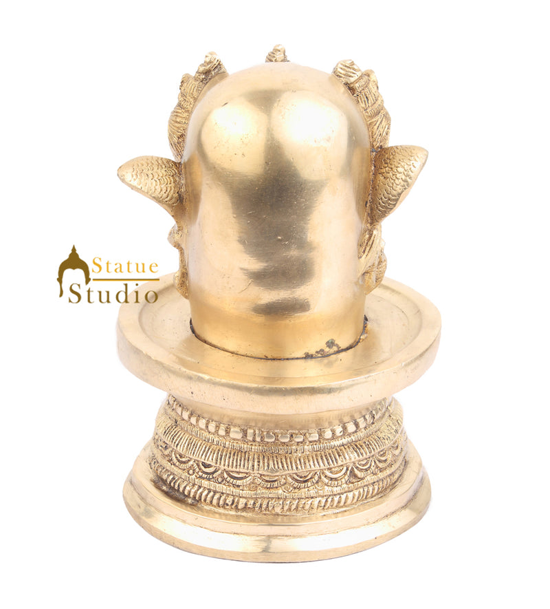 Indian Brass Handmade Sacred Divine Lord Shiva Lingam Temple Idol 7"