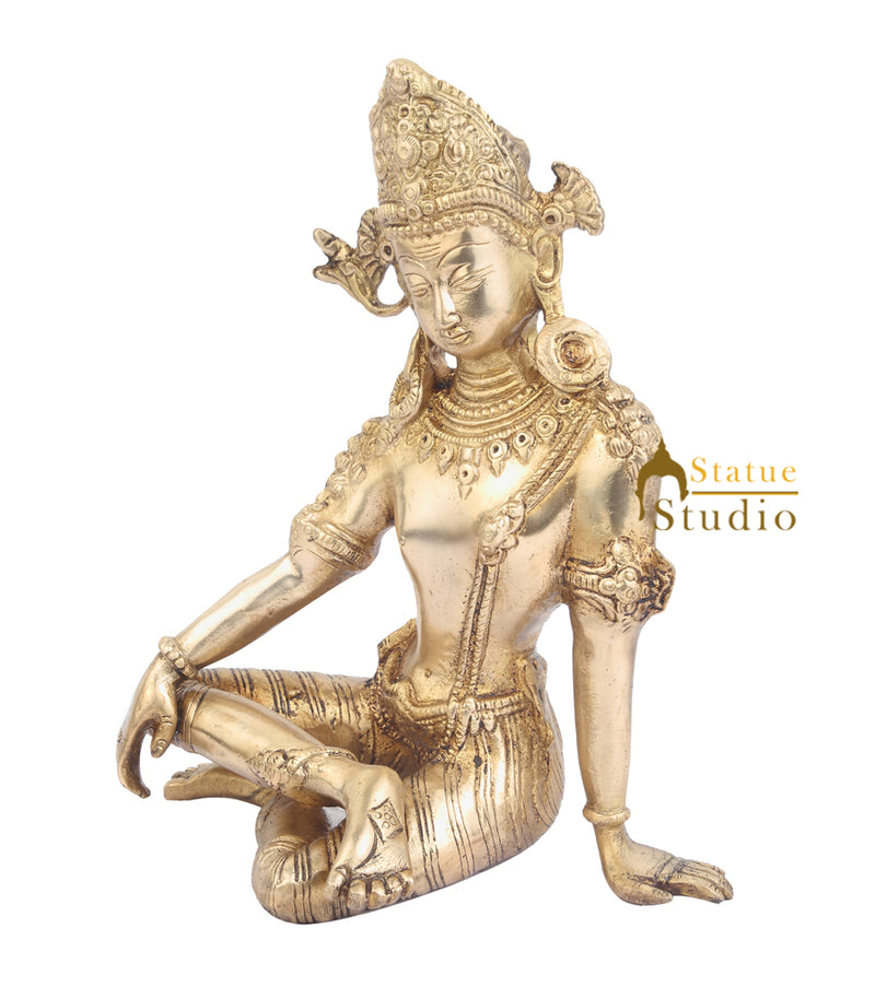 Indian Brass Hindu Deity Lord Indra Dev Inder Rare Unique Idol For Sale 10"