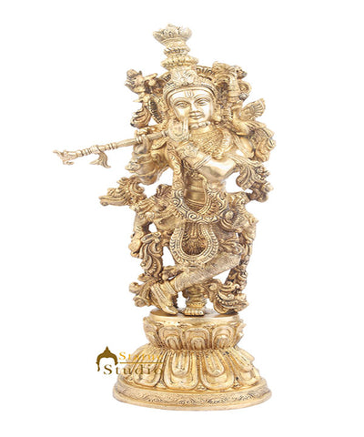 Large Size Hindu Deity Lord Murli Krishna Home Décor Statue For Sale 21"