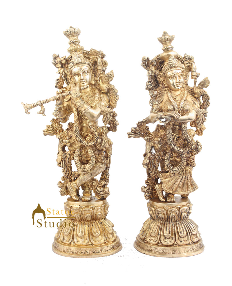 Large Size Hindu God Goddess Radha Krishna Home Décor Statue For Sale 21"