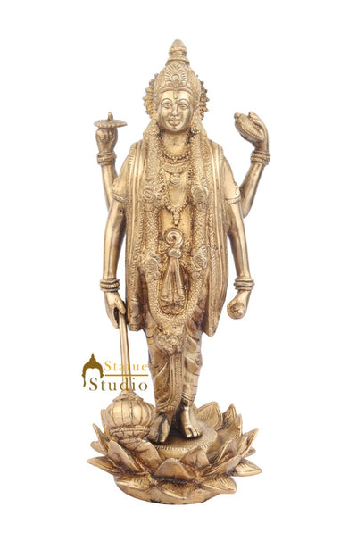 Four-Armed Standing Hindu Lord Vishnu Bhagwan Idol Indian Décor Statue 13"