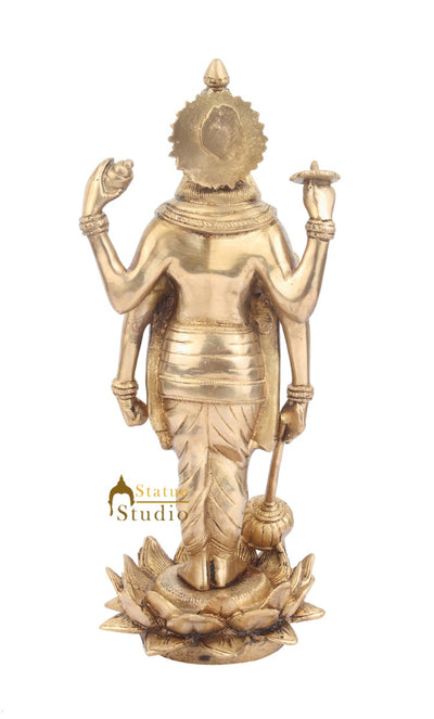 Four-Armed Standing Hindu Lord Vishnu Bhagwan Idol Indian Décor Statue 13"