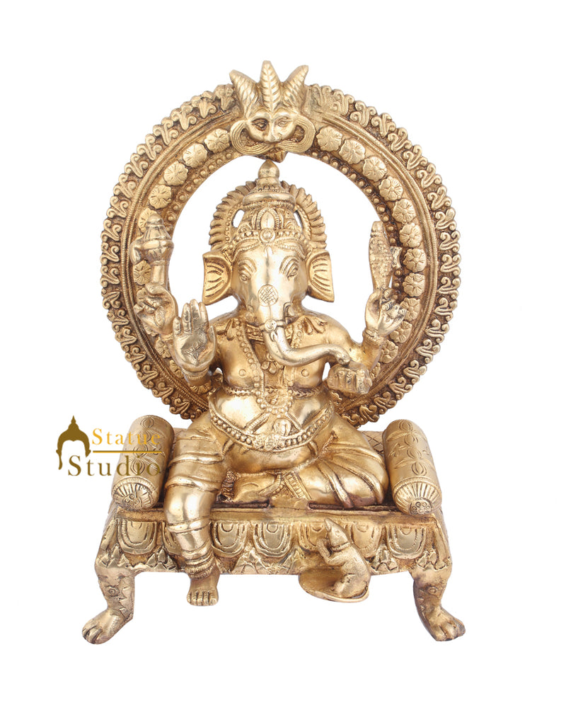 Indian Hindu Deity Lord Ganpati Murti Ganesh Statue Sitting Vastu Décor Gift 15"