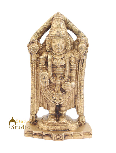 Brass Indian Deity Lord Tirupathi Balaji Idol For Sale 7"