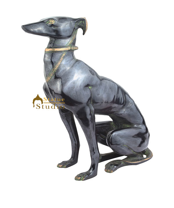 Brass Animal Handicraft Home Garden Décor Dog Sitting Large Sculpture 2 Feet