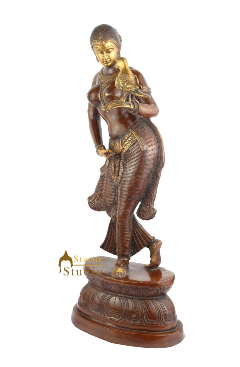 Indian Handicraft Home Room Decor Lady With Bird In Hand Showpiece Large 33"