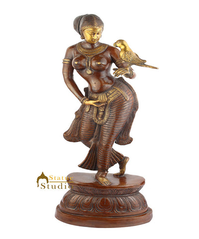 Indian Handicraft Home Room Decor Lady With Bird In Hand Showpiece Large 33"