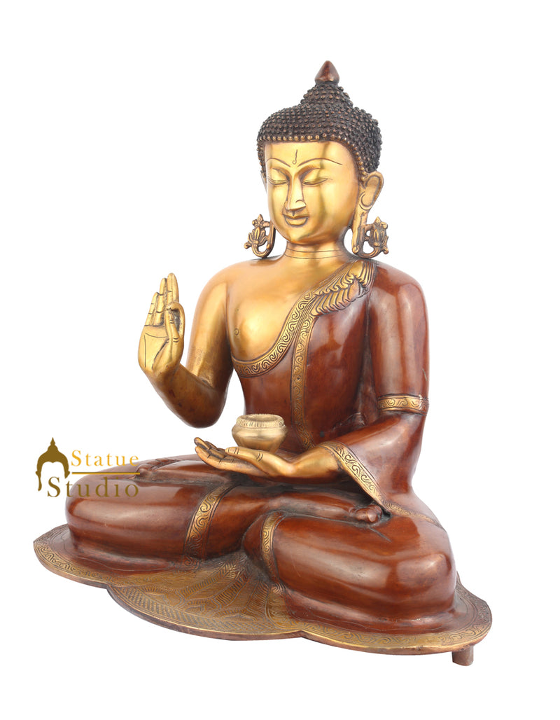 Big Brass Home Garden Décor Bodhisattva Kundal Buddha Gifting Sculpture 21"