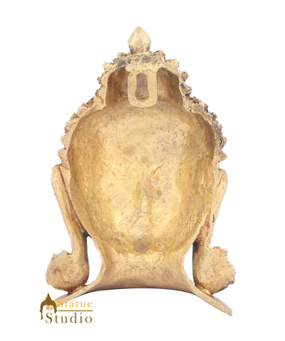 Brass Indian Lord Buddha Mask Wall Hanging Décor Art 8"