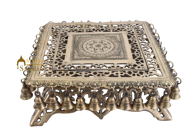 Indian Brass Handmade Contemporary Décor Chowki Foot Rest Table Small 15"