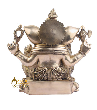 Indian Home Vastu Décor Ganpati Murti Hindu Deity Brass Ganesha Statue 18"