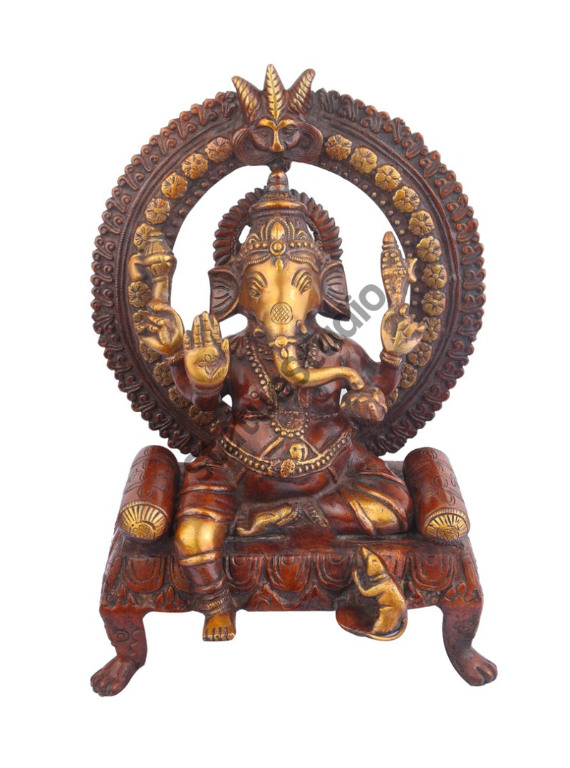 Indian Brass Handicraft Decorative Ganpati Bappa Ganesh Ji Murti Large Vastu 18"