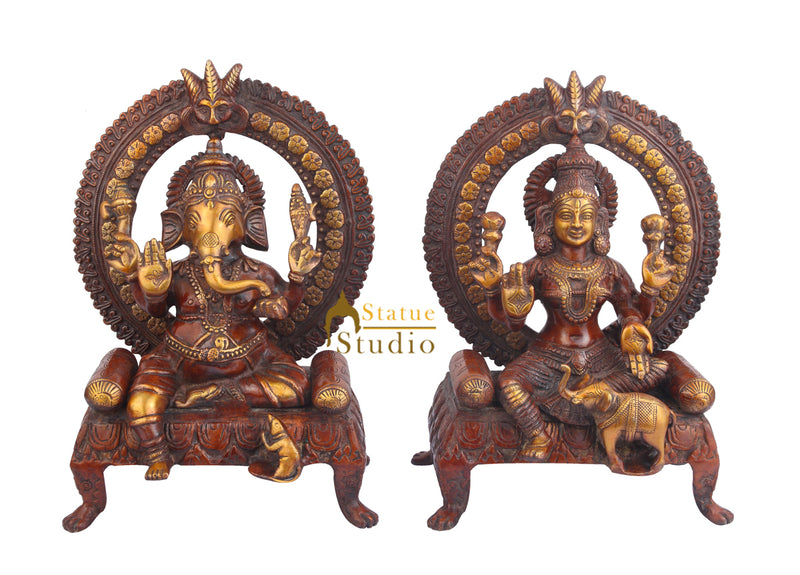 Brass Handicraft Decorative Ganesh Lakshmi Murti Vastu Diwali Gift Large 18"