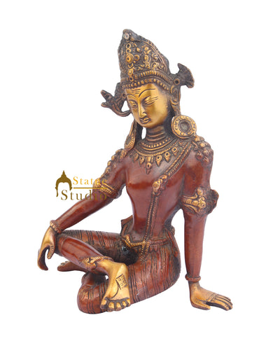Indian Brass Hindu Deity Lord Indra Dev Inder Rare Unique Décor Idol For Sale 10"