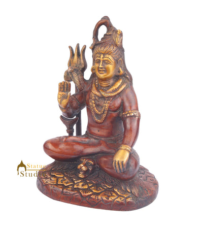 Indian Handicraft Hindu God Shankar Bhagwan Mahayogi Brass Shiva Statue 8"