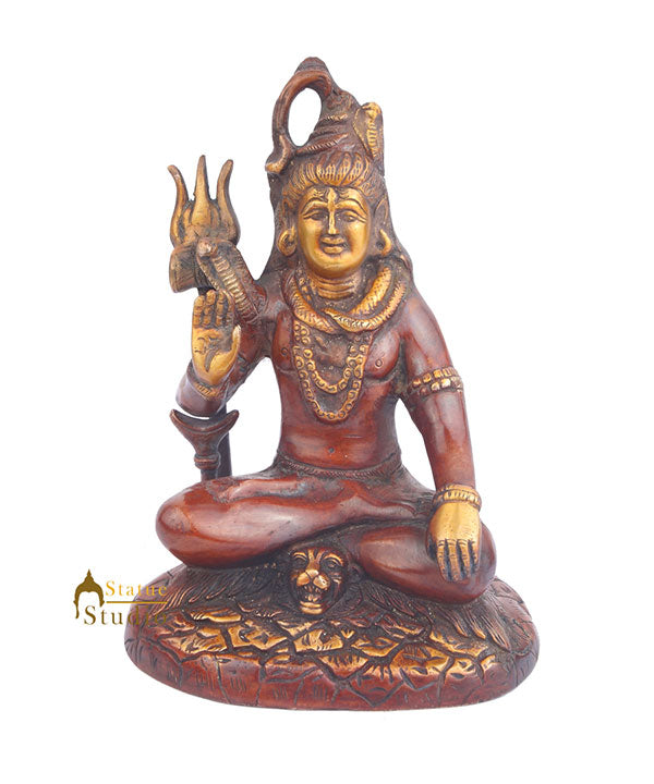 Indian Handicraft Hindu God Shankar Bhagwan Mahayogi Brass Shiva Statue 8"