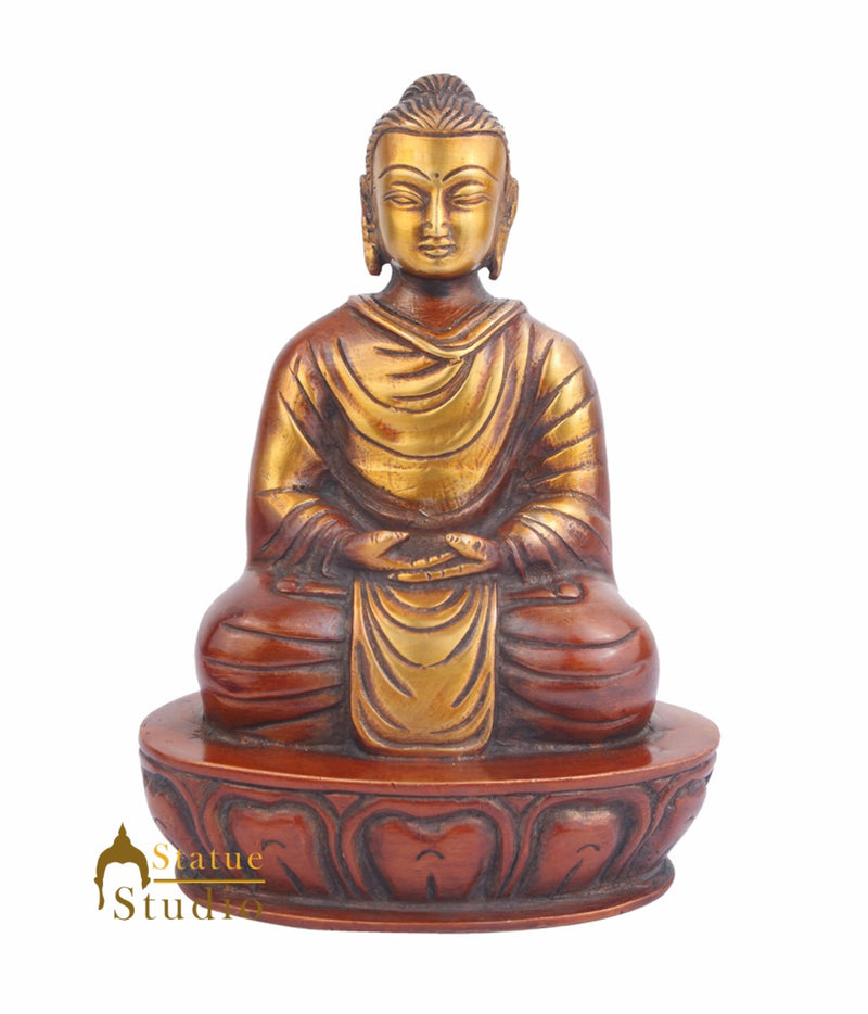Brass Japanese Chinese Buddha Fengshui Home Decorative Statue For Sale 8"