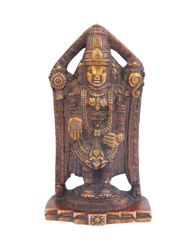 Brass Indian God Lord Tirupati Balaji Idol Religious Décor For Sale 7"