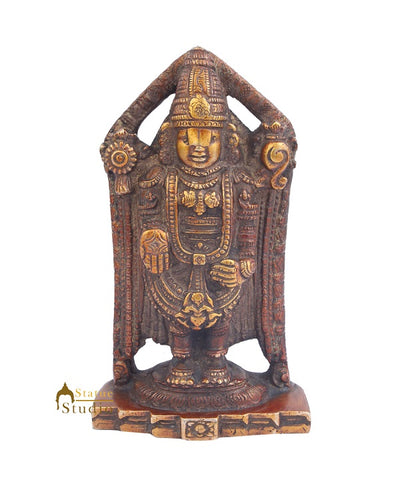 Brass Indian God Lord Tirupati Balaji Idol Religious Décor For Sale 7"