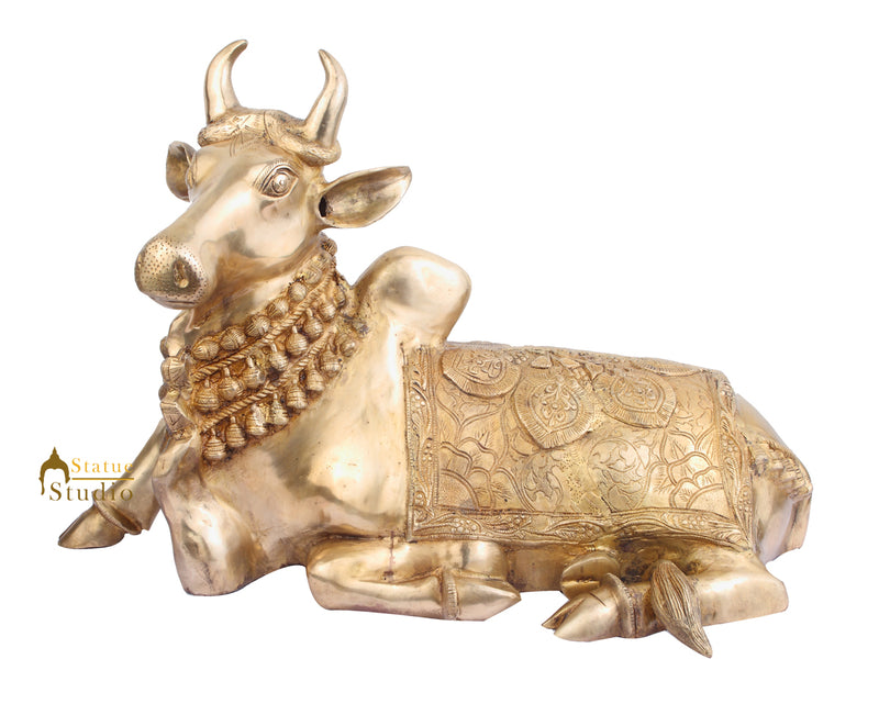 Big Sacred Hindu Holy Cow Nandi Brass Handicraft Large Décor Figurine 2 Feet