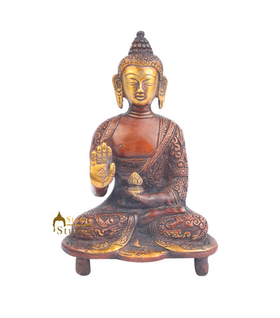 Brass Buddha Small Mini Statue ThanksGiving Christmas Gifting Showpiece 6"