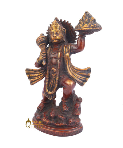 Indian Hindu Deity Pawan Putra Powerful Maruti Hanuman Carrying Hill Idol 10"