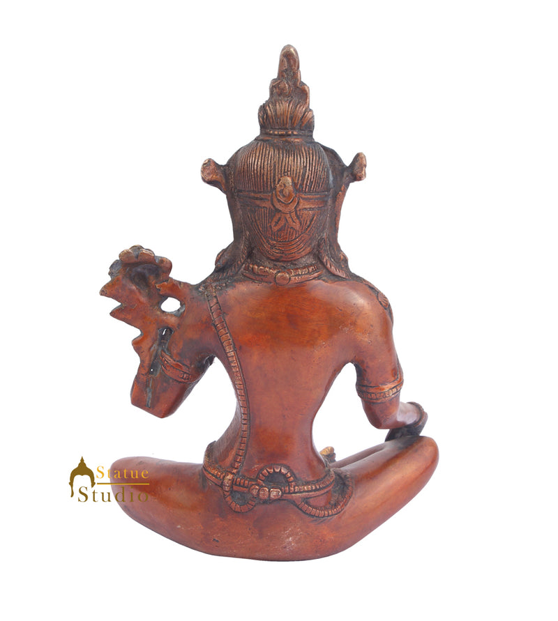 Indian Brass Hindu Deity Lord Indra Dev Inder Rare Unique Décor Idol For Sale 7"