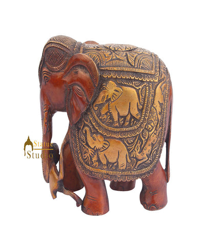 Brass Animal Handicraft Home Garden Décor Elephant Sculpture 6"