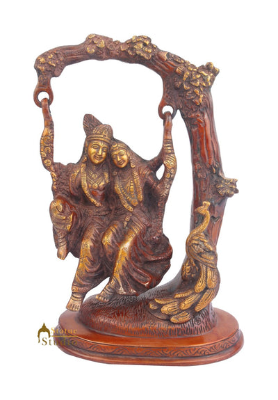 Hinduism Deity God Goddess Radha Krishna On Swing Idol For Sale 11"