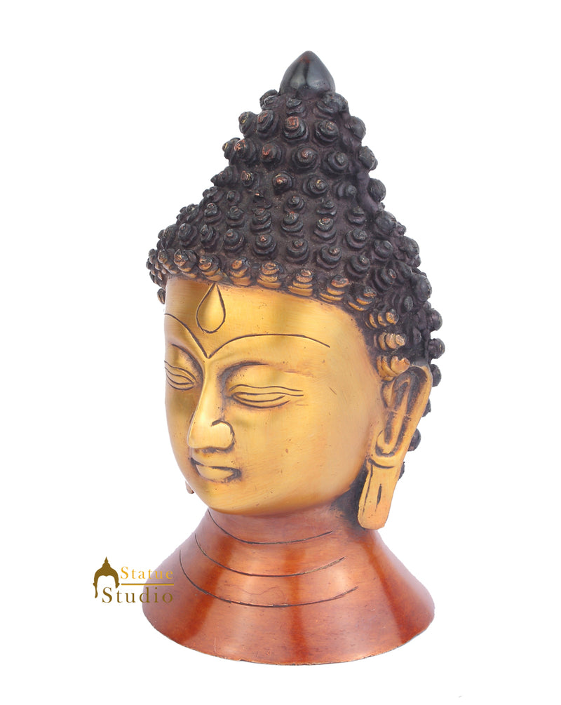 Brass Buddha Head Room Table Décor Showpiece Gifting Figurine 8"