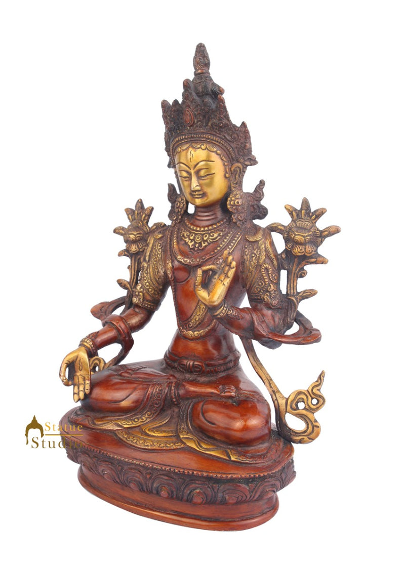 Nepali Buddhist Deity Maa Tara Vastu Fengshui Décor Statue 13"