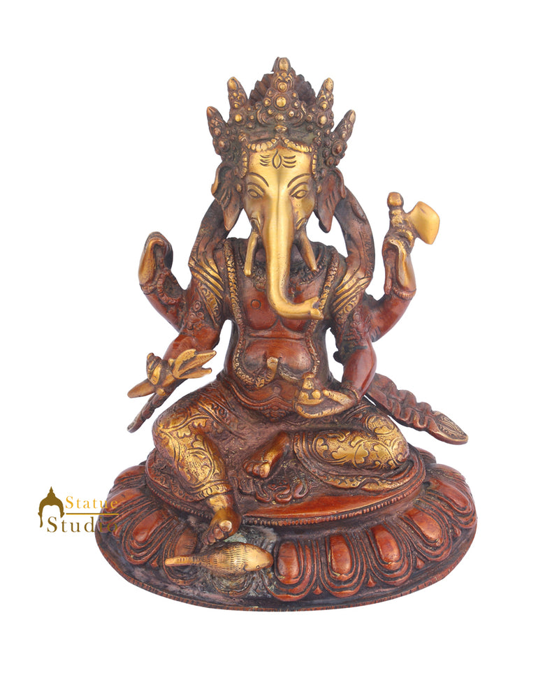 New Design Brass Ganesha Statue Décor For Sale 8"
