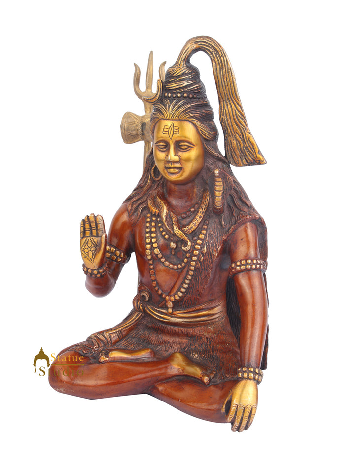 Brass Blessing Lord Shiva Idol Figurine 1 Feet
