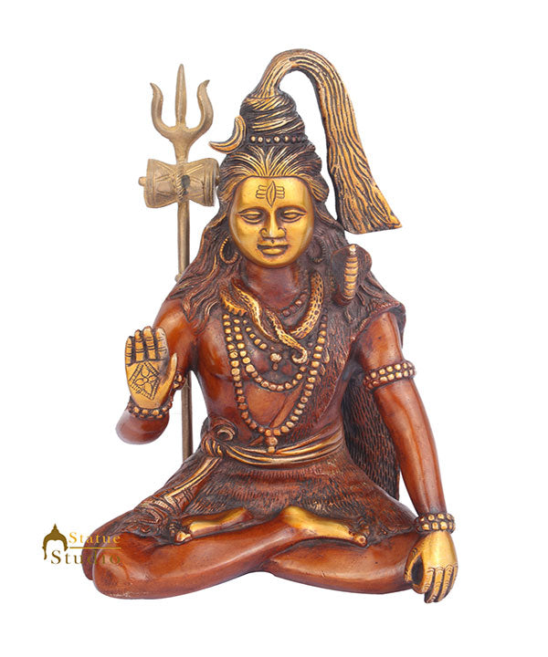 Indian Hindu God Mahayogi Blessing Lord Shiva Idol Statue Figurine 12"
