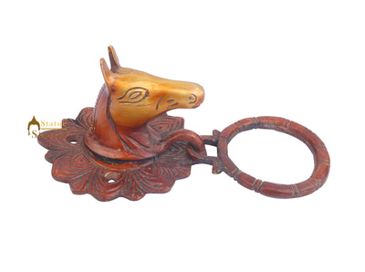Brass Handicraft Home Decorative Horse Design Red Door Knocker 7"