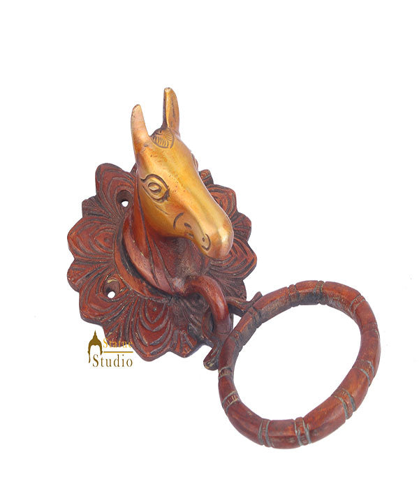 Brass Handicraft Home Decorative Horse Design Red Door Knocker 7"