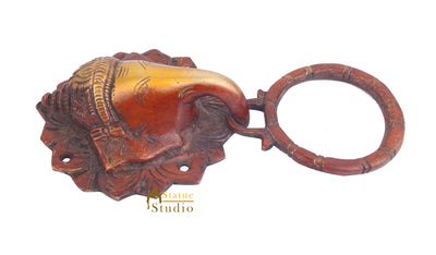 Brass Handicraft Home Decor Elephant Design Red Door Knocker 7"