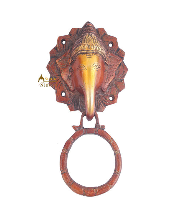 Brass Handicraft Home Decor Elephant Design Red Door Knocker 7"