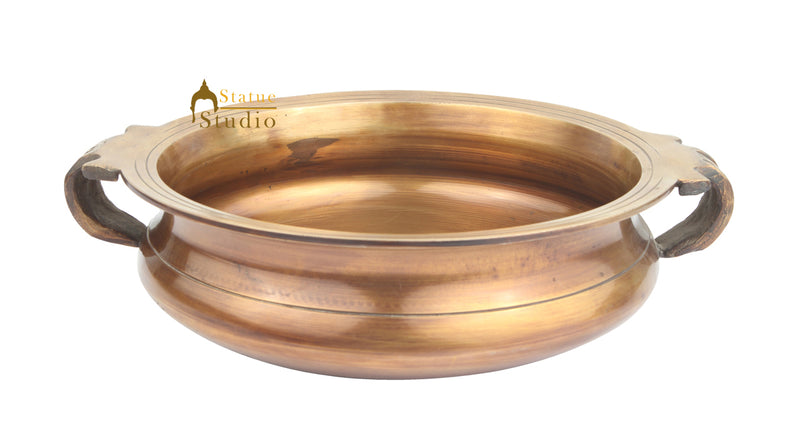 South Indian Style Urli Rice Bowl Vessel Varpu Copper Finish Heavy Brass Sheet 10"