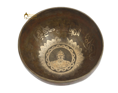 Tibetan Healing Buddha Engraved Hand Hammered Meditation Singing Bowl 8"
