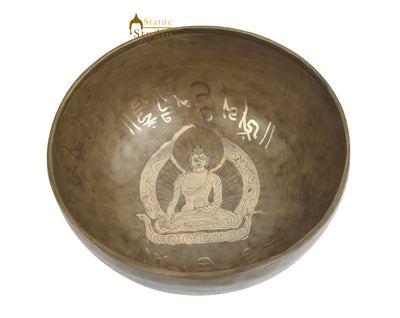 Tibetan Healing Buddha Engraved Hand Hammered Meditation Singing Bowl 9"