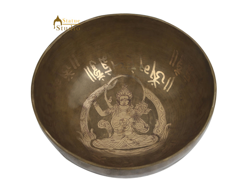 Tibetan Healing Manjushri Engraved Hand Hammered Meditation Singing Bowl 8"